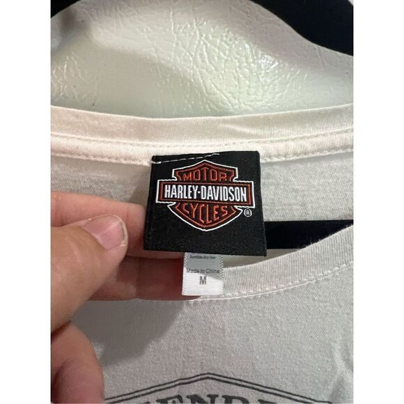 Harley Davidson White Long Sleeve Shirt Woman’s Size Medium- Flaws/Marks/Bally - Picture 6 of 13